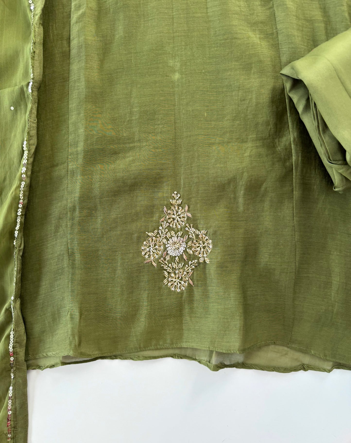 K179 - Mul chanderi handwork Aline Kurti with pants and dupatta