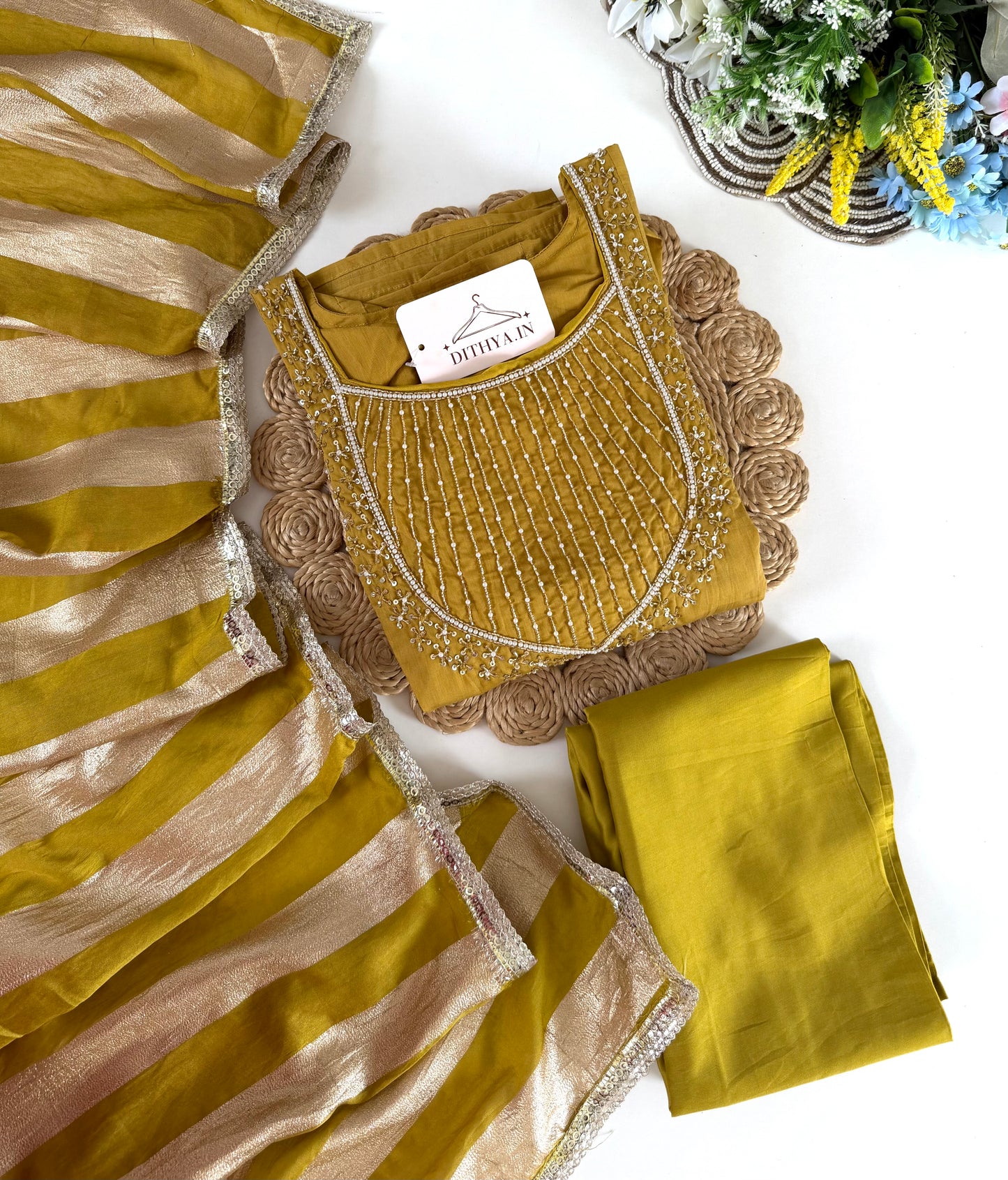 K639 - Vatican silk handwork Anarkali with pants and dupatta