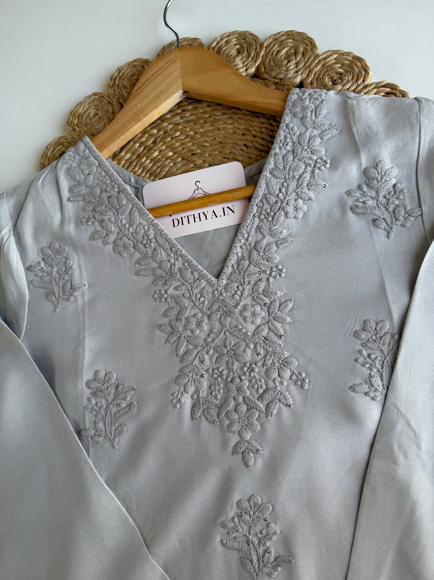 K012 - Muslin embroidered straight Kurti with pants