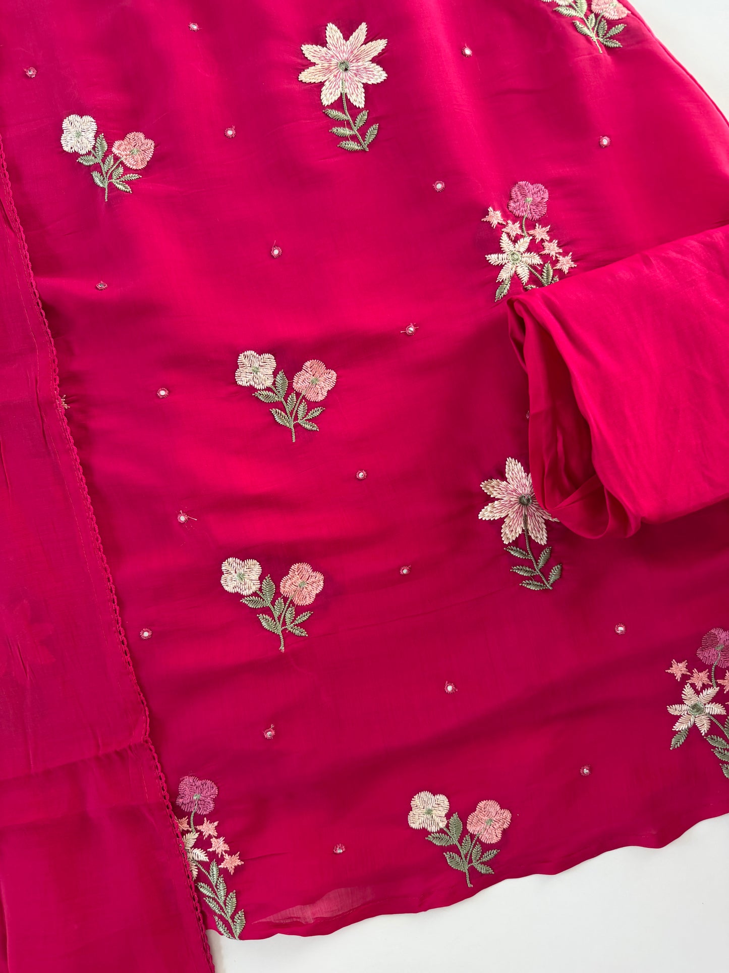 K601 - Mul Cotton embroidered anarkali with pants and dupatta