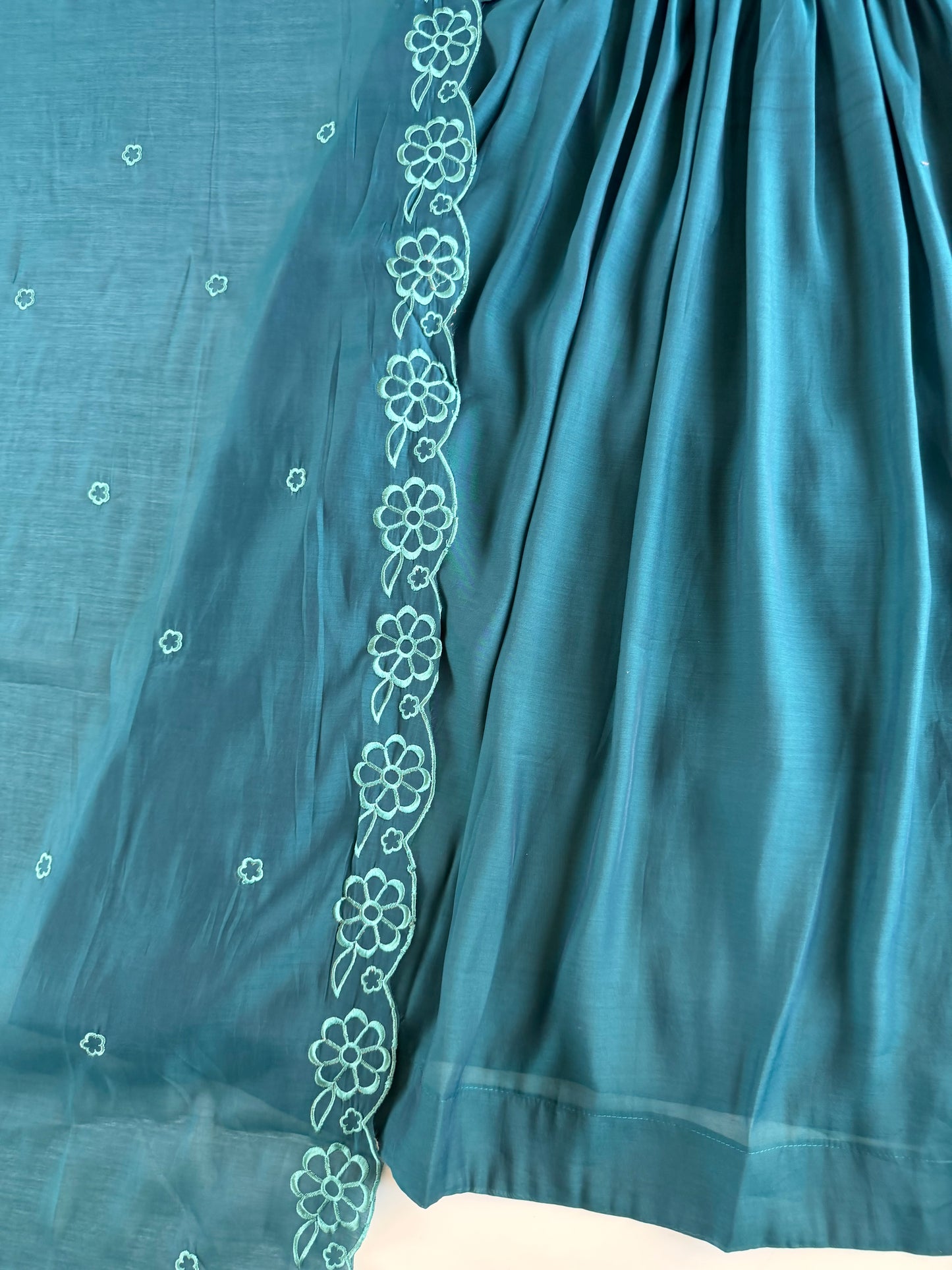 K040 - Surat Mul chanderi embroidered Anarkali with pants and dupatta in 2 colours
