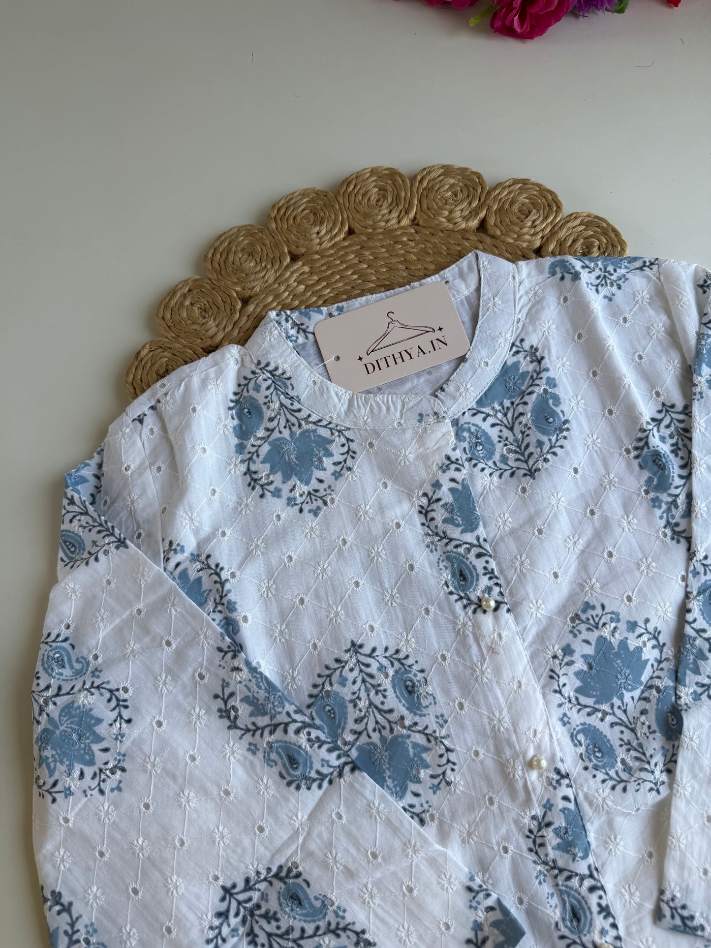 K641 - Schiffli cotton embroidered coord set