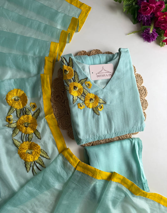 K245 - Kota doriya embroidered Anarkali with pants and dupatta