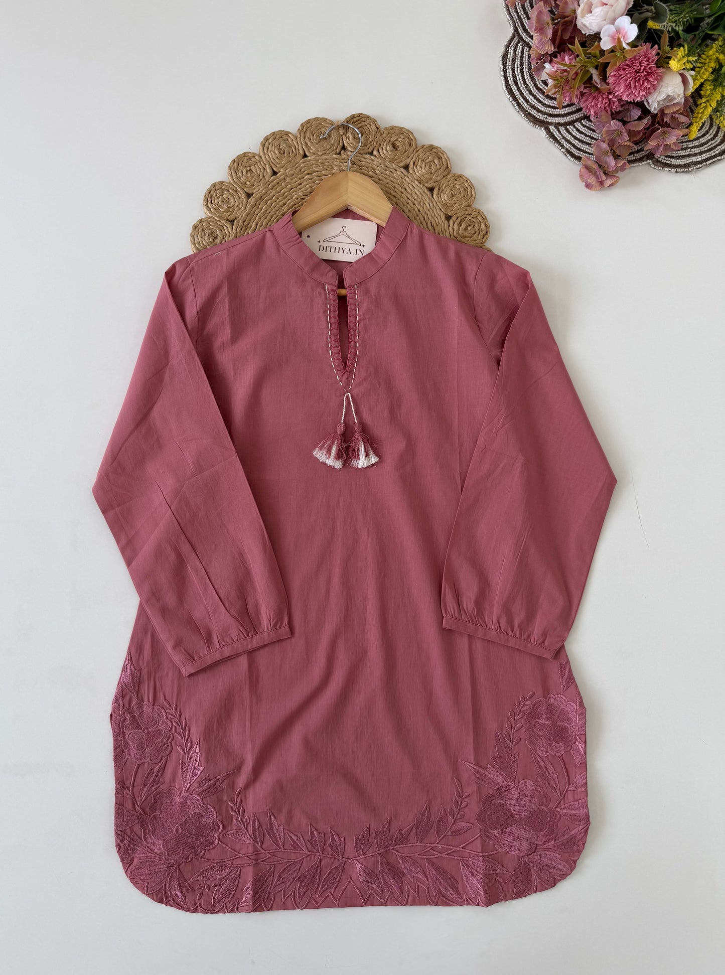 K186 - Mul cotton embroidered short Kurti