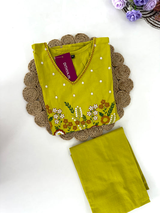 K044 - Cotton Aline kurti with pants