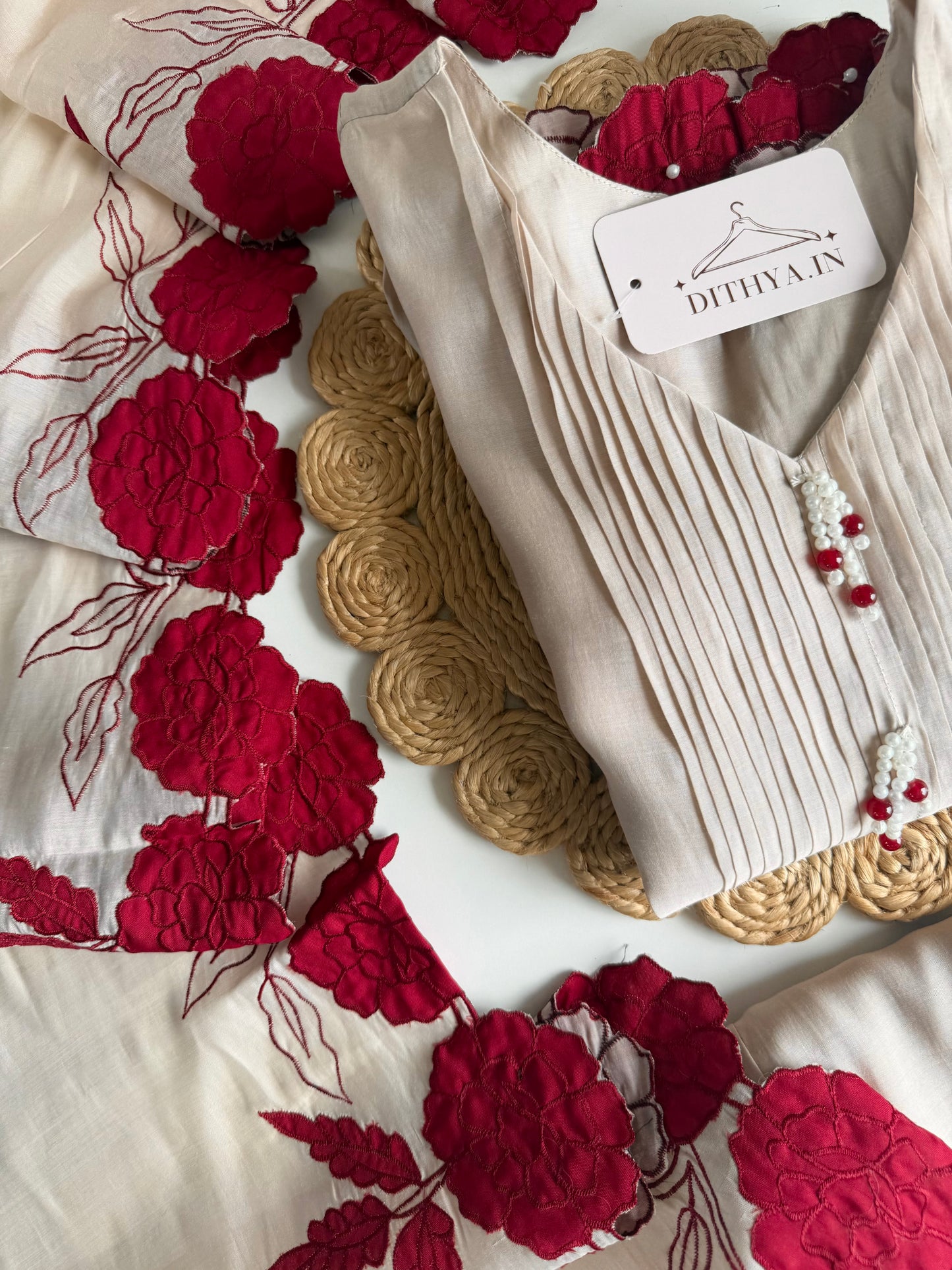 PREORDER  DISPATCH JUNE 1st ONWARDS—                                   K429 - Surat mul chanderi embroidered Anarkali with pants and dupatta