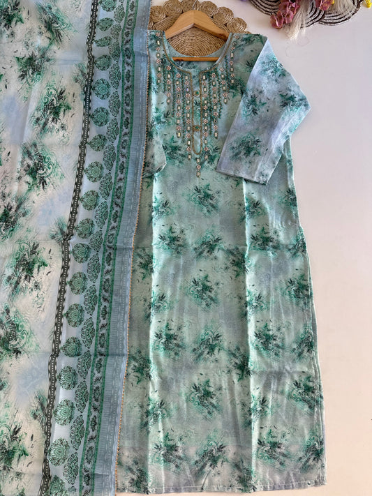 D382 - Muslin silk straight kurti with dupatta