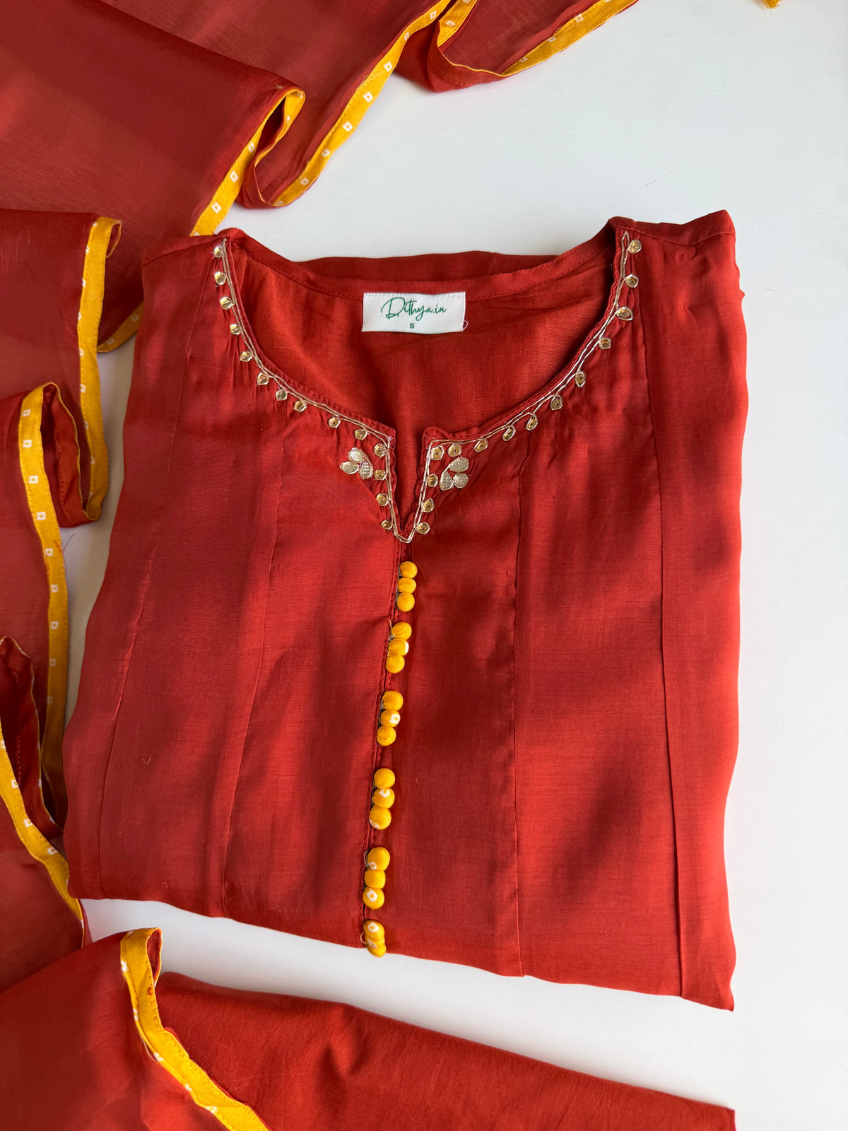 K692 - Surat Mul chanderi handwork Anarkali with pants and dupatta