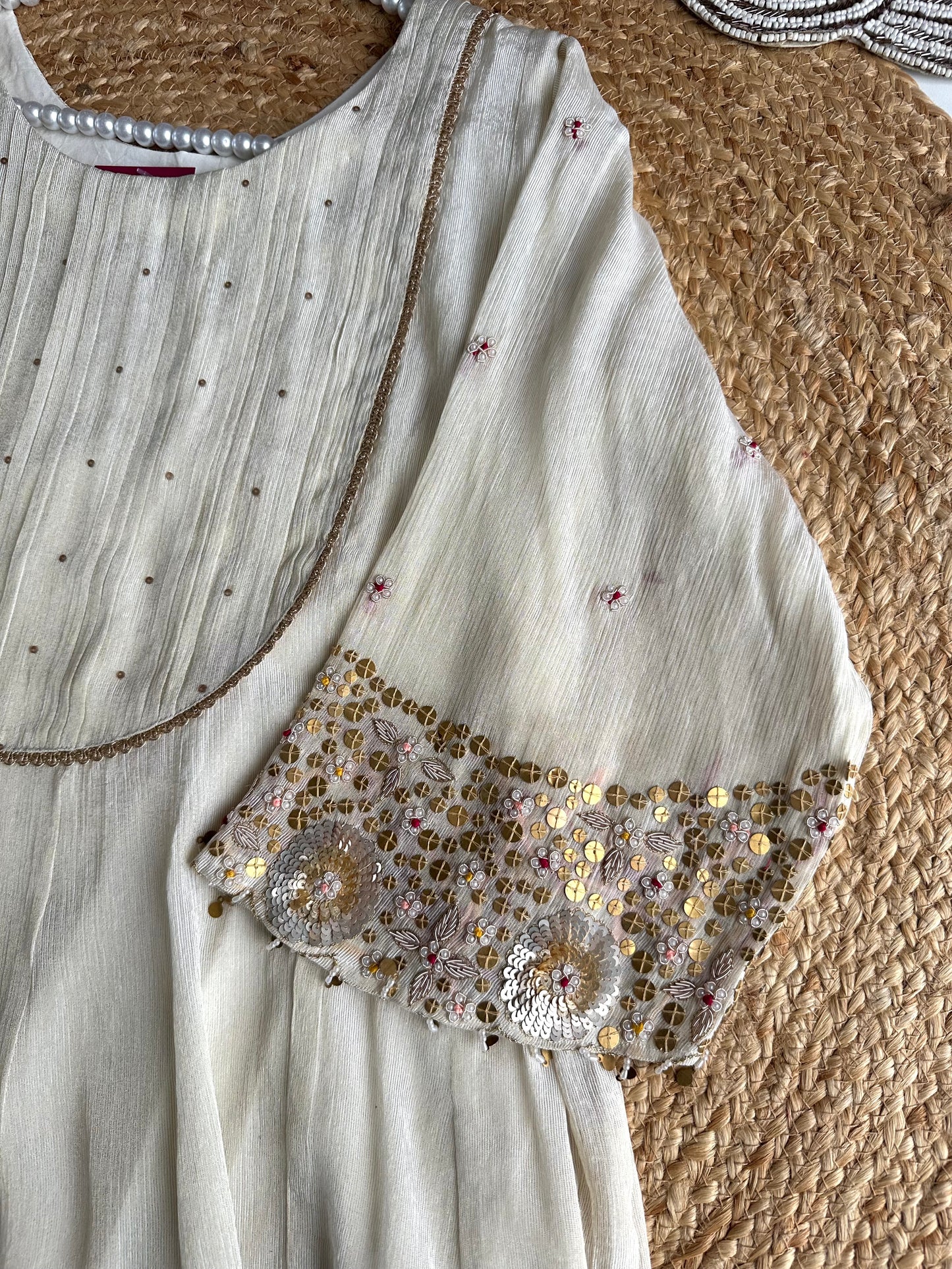 K006 - Crush tissue Anarkali with pants and dupatta