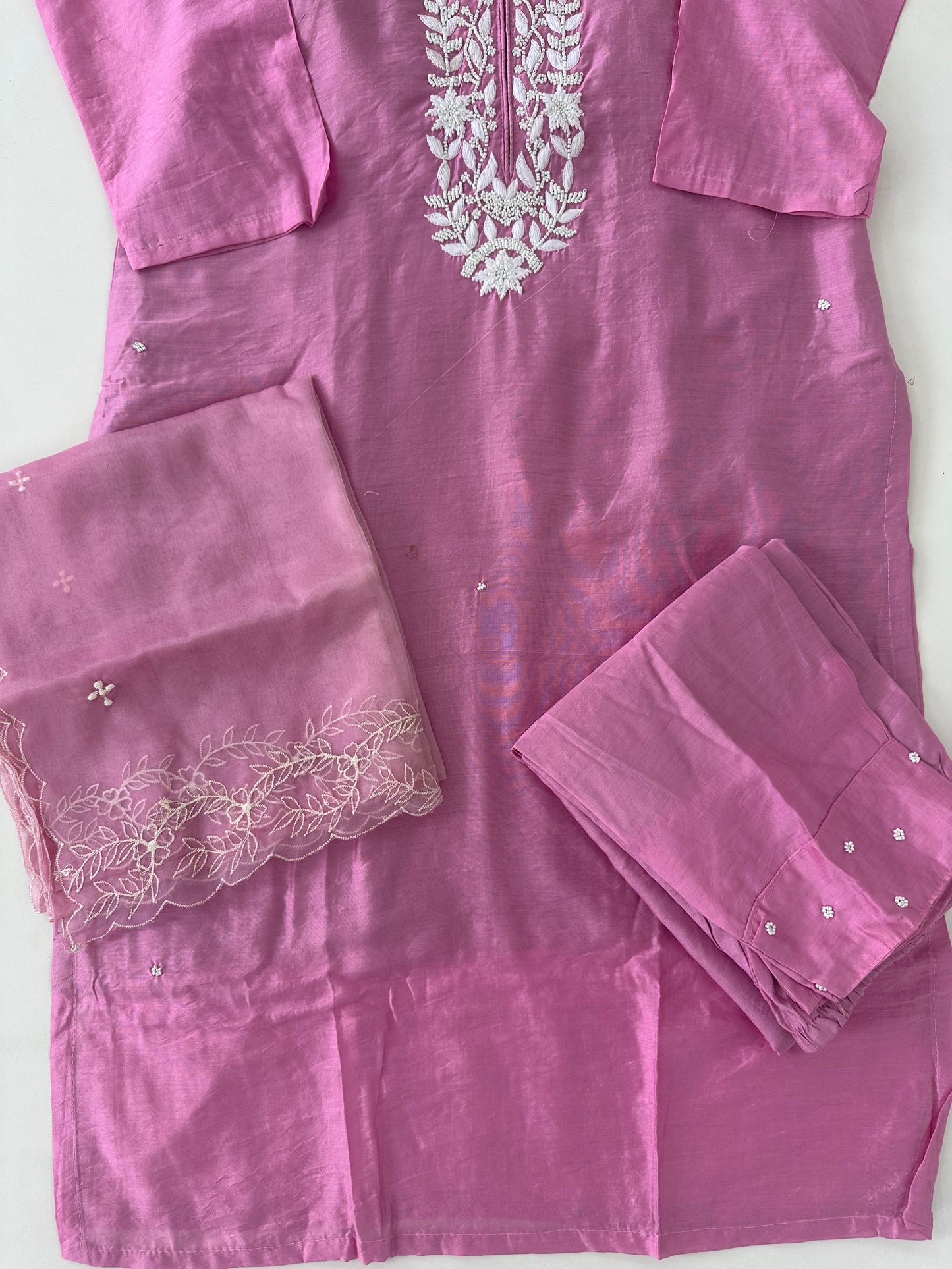 D201 - Dola silk straight kurti with pants and dupatta
