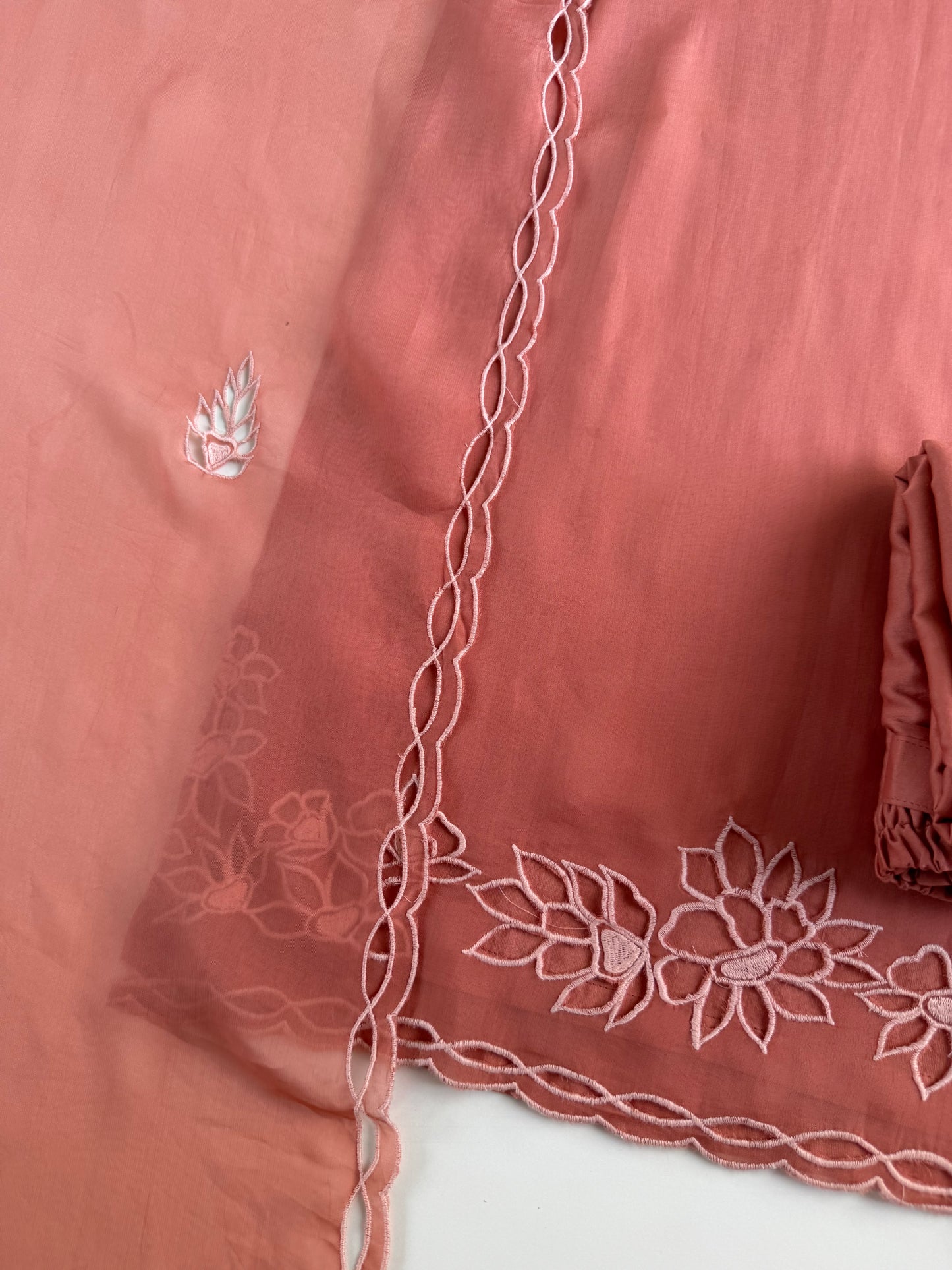 K705 - Viscose organza cutwork straight Kurti with pants and dupatta