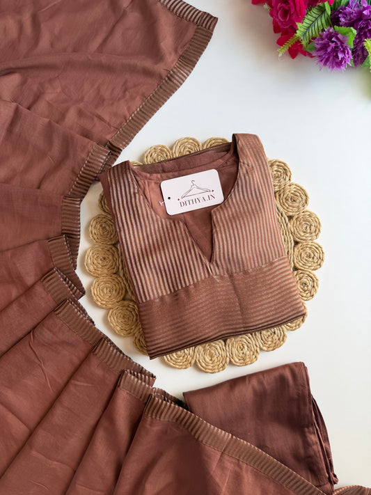 K294 - Mul chanderi zari Aline Kurti with pants and dupatta