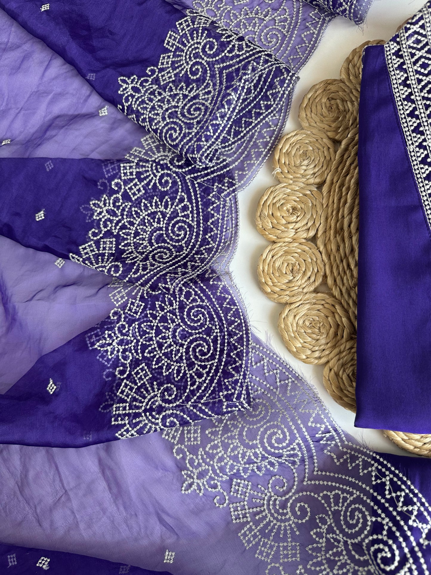 K100 - Roman silk Embroidered straight kurti with pants and dupatta
