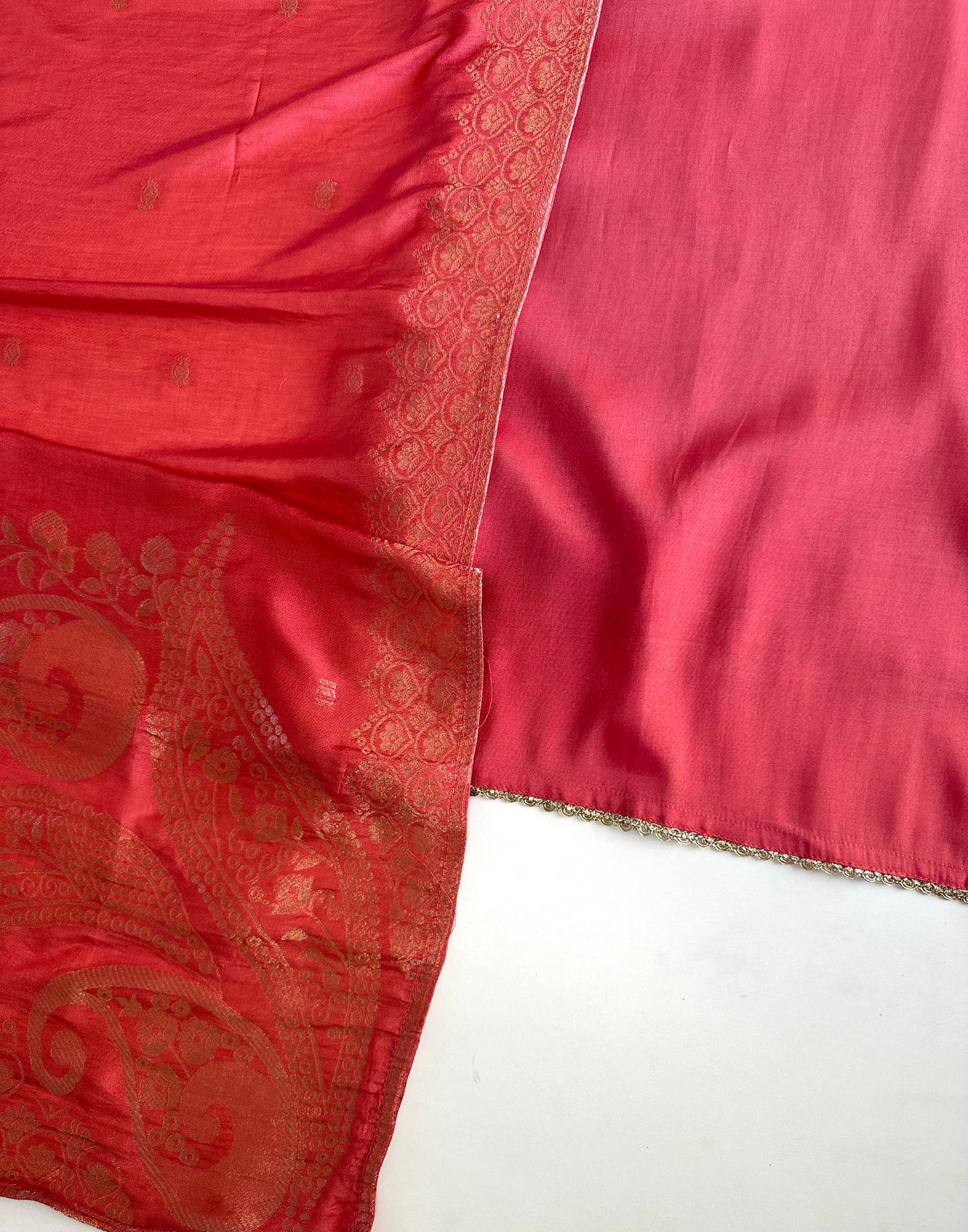 K456 - Roman silk handwork straight Kurti with pants and dupatta