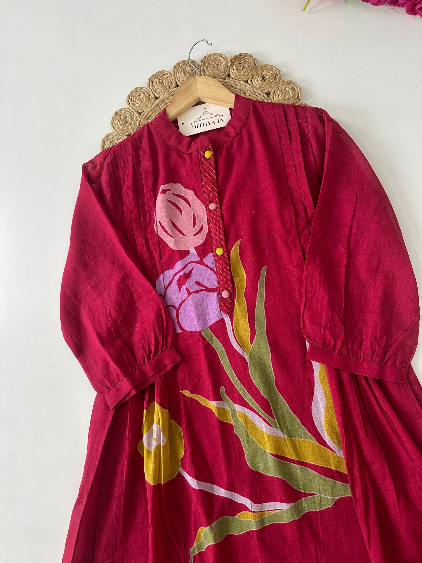 K281 - Mul cotton printed Aline Kurti with pants