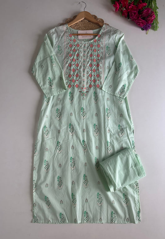 D771-Cotton straight Kurti with pants