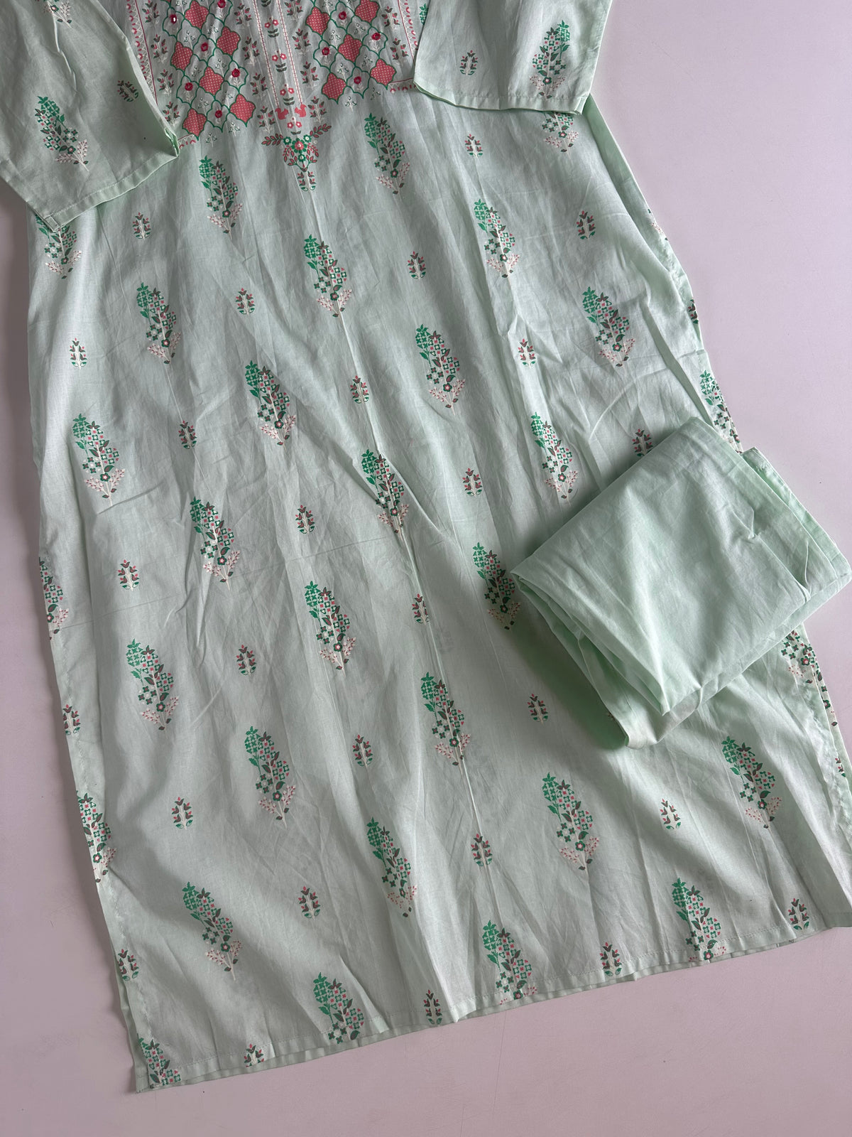 D771-Cotton straight Kurti with pants