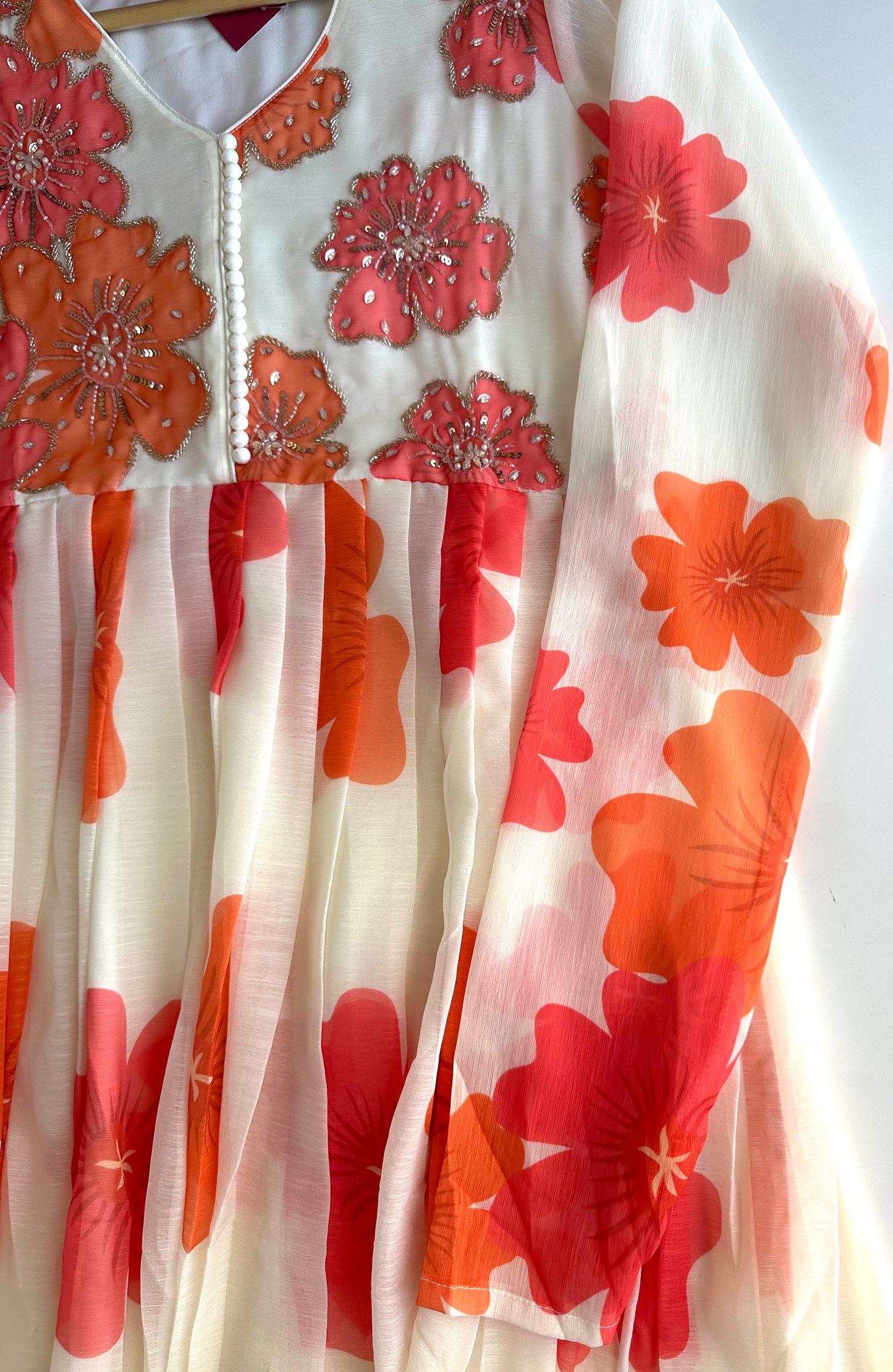 K204 - Georgette Floral Anarkali with pants and dupatta