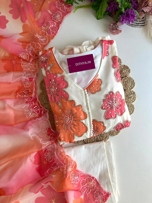 K204 - Georgette Floral Anarkali with pants and dupatta