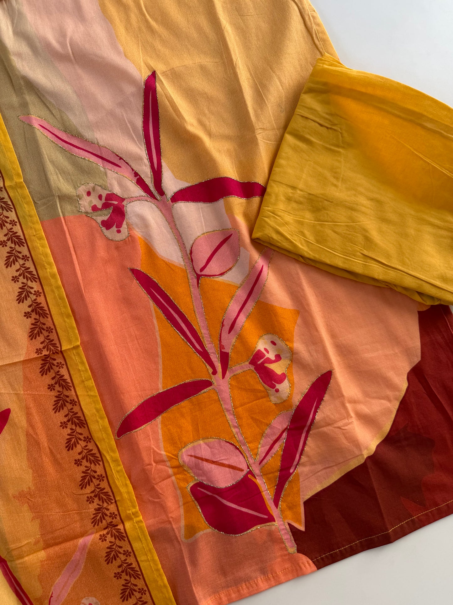 K677 - Mul cotton straight Kurti with pants and dupatta