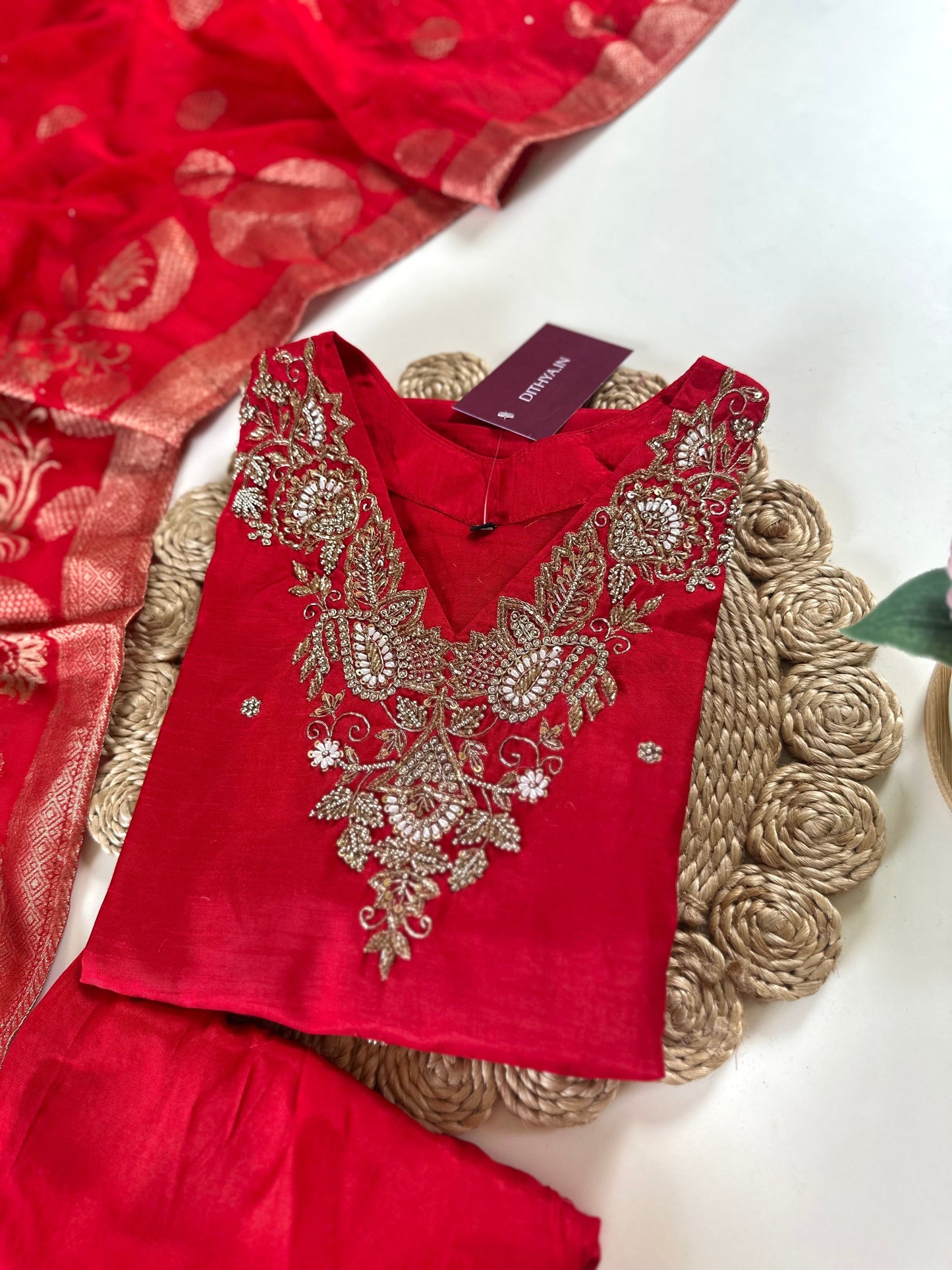 K238 - Russian silk kurti with pants and dupatta