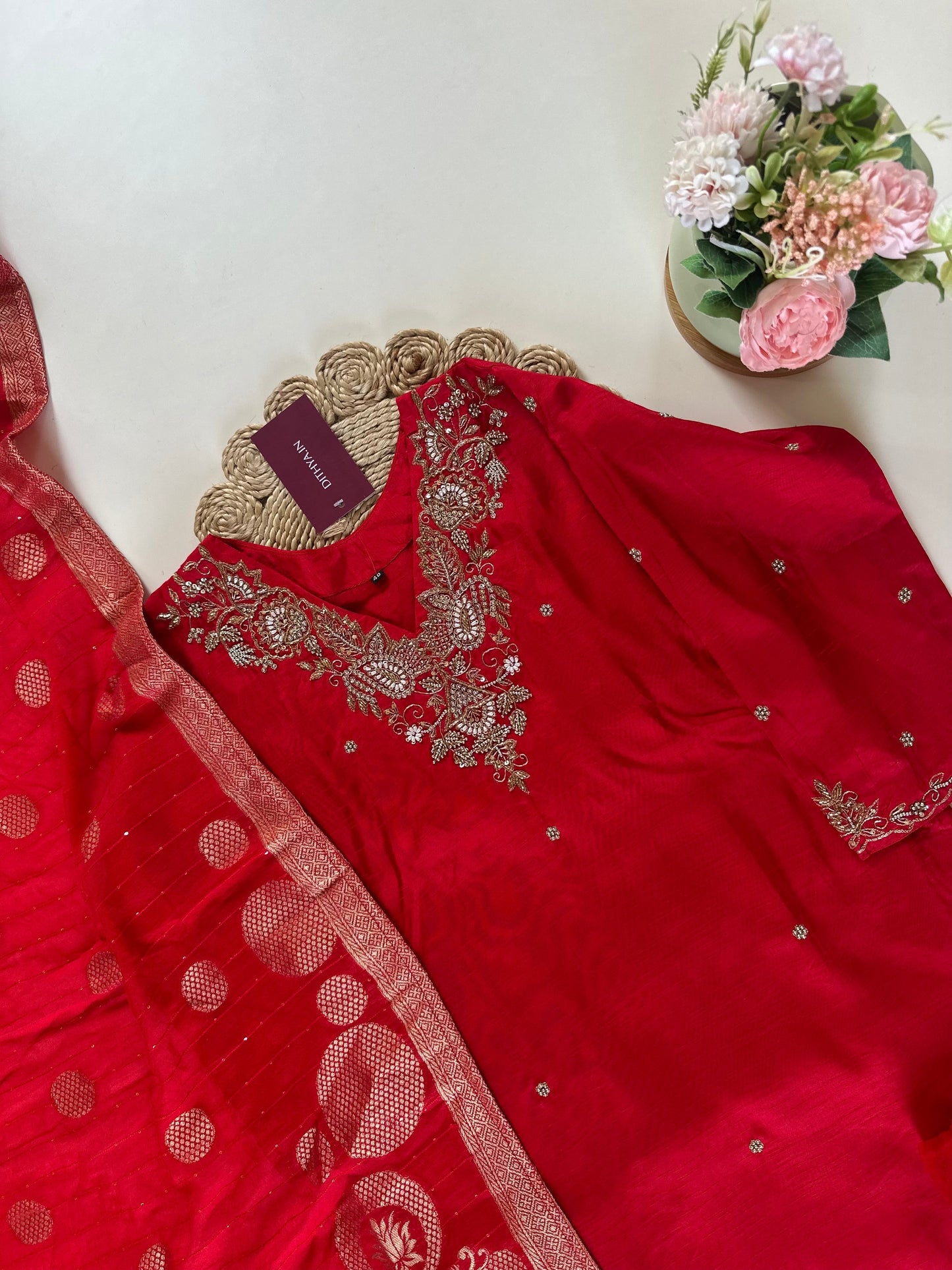 K238 - Russian silk kurti with pants and dupatta