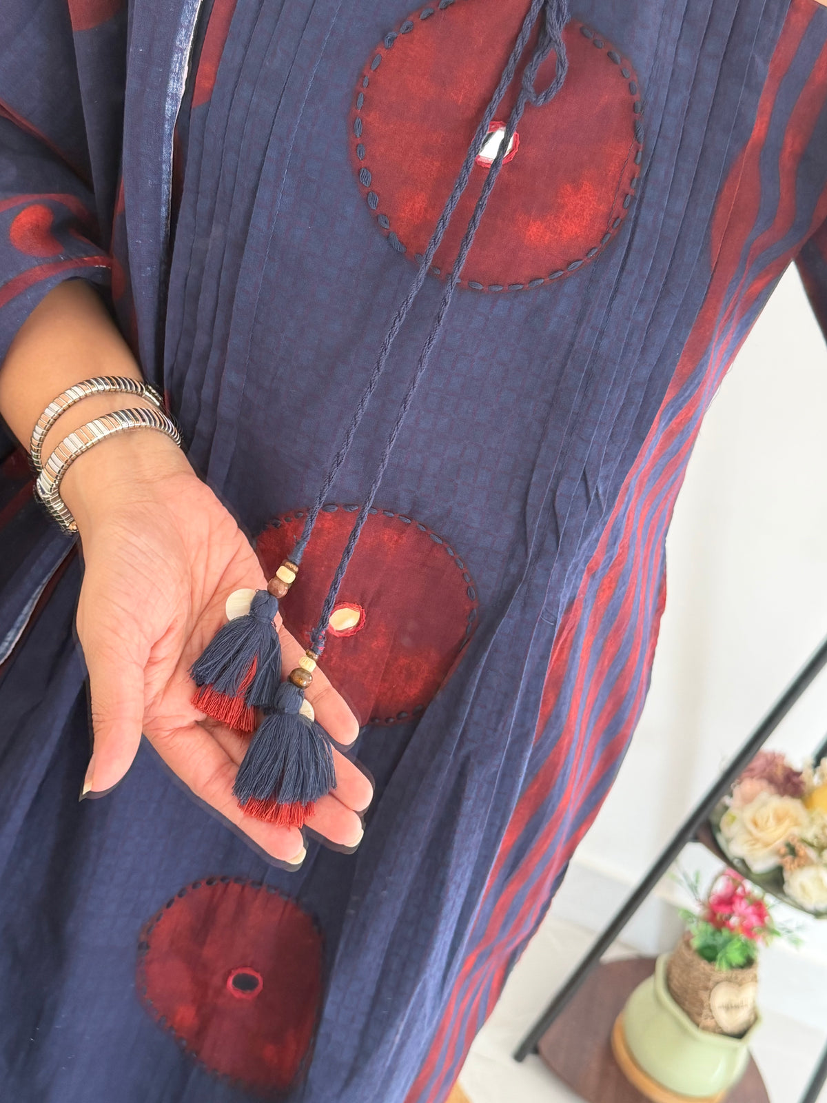 K075 - Mul cotton printed Aline Kurti with pants and dupatta