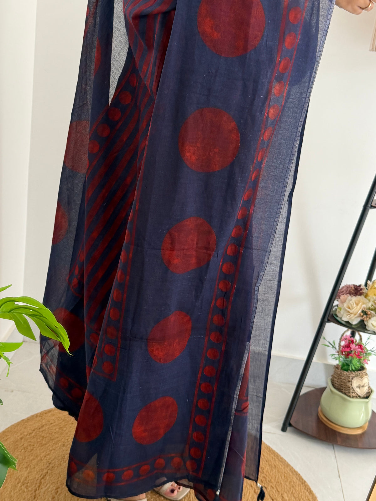 K075 - Mul cotton printed Aline Kurti with pants and dupatta